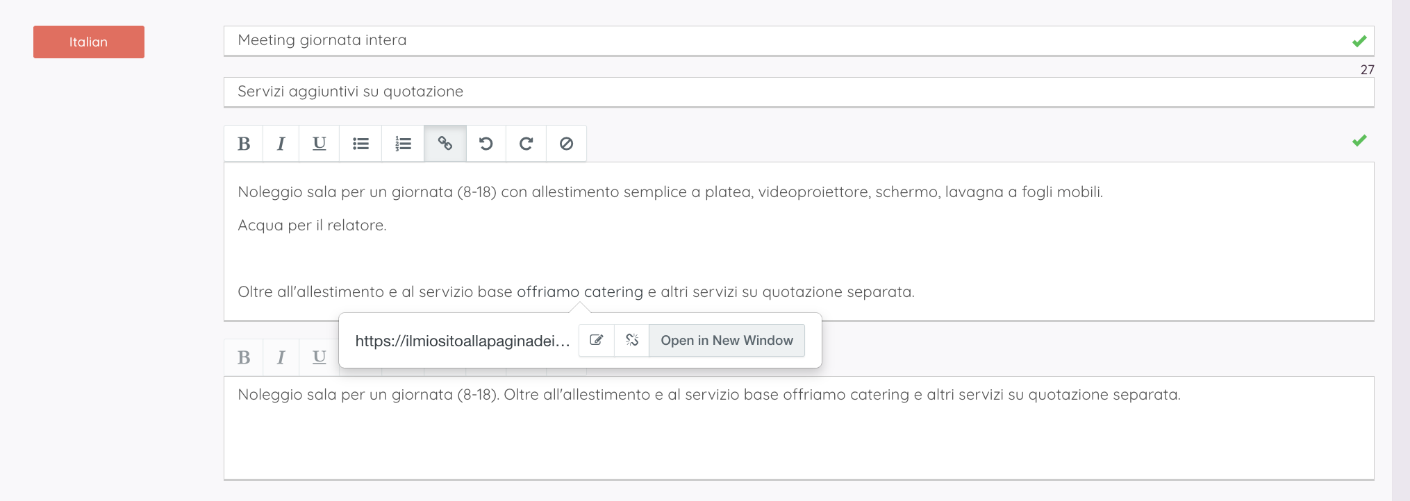 3. Clicca sulla parola o sulle parole appena rese cliccabili e su Open in New Windows
